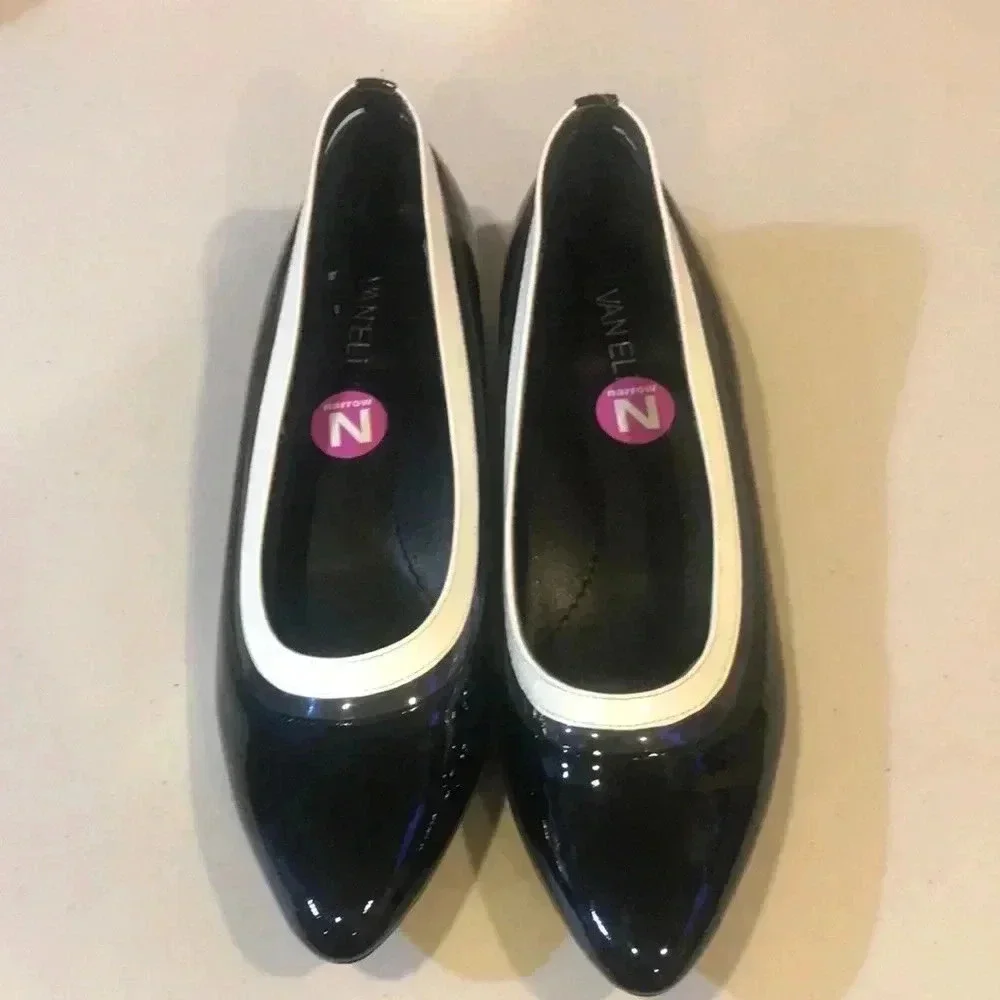 Vaneli Black and White Flat Women's Shoes-10N
